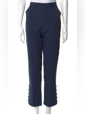Rosie Assoulin Navy and White Polka Dot Pants